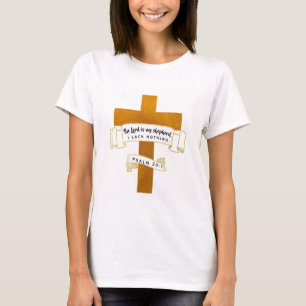 聖書の金ゴールドに十字架 – Tシャツ