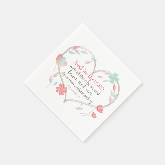 聖書の韻文箴言3:5キリスト教のハート スタンダードカクテルナプキン (角)