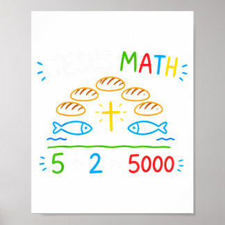 聖書の5000人の給食 魚2匹とパン5つ イエスの数学 ポスター