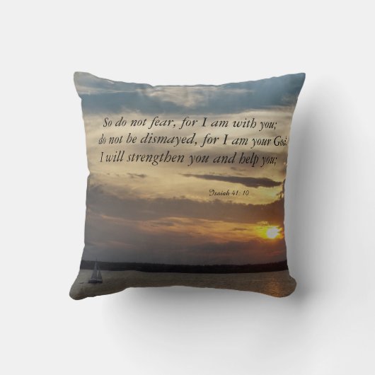 聖書はアイザイアの41:10の枕を引用します クッション (裏面)