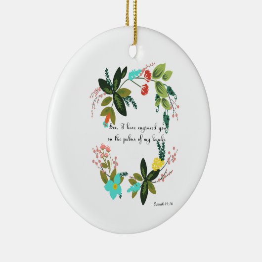 聖書は芸術-アイザイアの49:16 --を作詩します セラミックオーナメント (右)