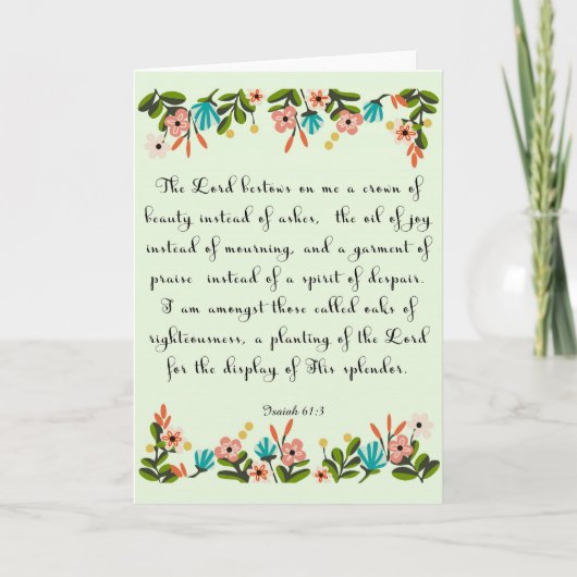 聖書は芸術-アイザイアの61:3 --を作詩します シーズンカード (正面)