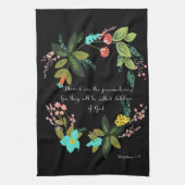 聖書は芸術- Matthewの5:9 --を作詩します キッチンタオル (縦)