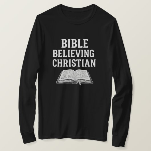 聖書を信じるクリスチャン 長袖シャツ Tシャツ (デザイン正面)