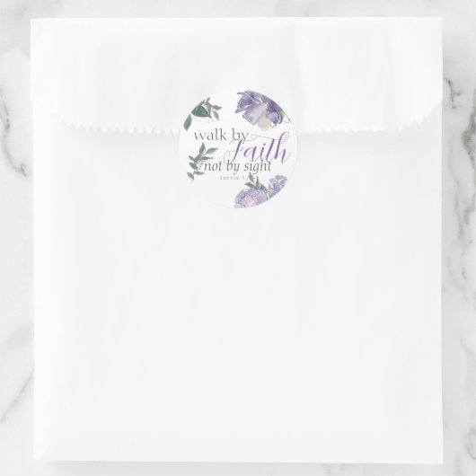 聖書インスパイアの聖句が信仰によって歩み寄る ラウンドシール (バッグ)