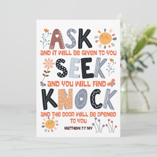 聖書カード　マタイ7:7 (スタンド正面)