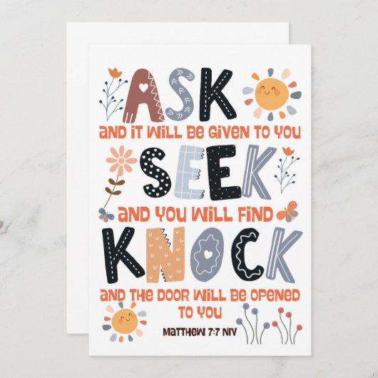 聖書カード　マタイ7:7 (正面/裏面)