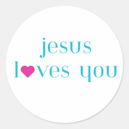聖書クリスチャンの贈り物アイディア- Jesus Loves you ラウンドシール (正面)