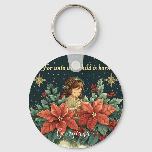 聖書パーソナライズされたの出生チャイルド&バース キーホルダー (正面)