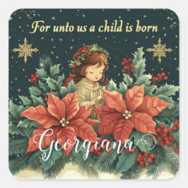 聖書パーソナライズされたの出生チャイルド&バース スクエアシール