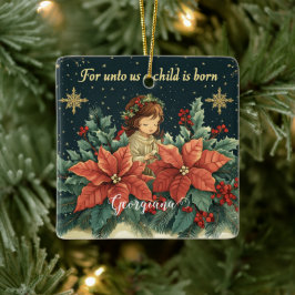 聖書パーソナライズされたの出生チャイルド&バース セラミックオーナメント