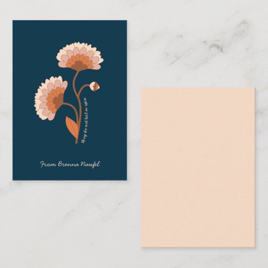 聖書パーソナライズされた聖句レトロフローラ ノートカード (正面/裏面)