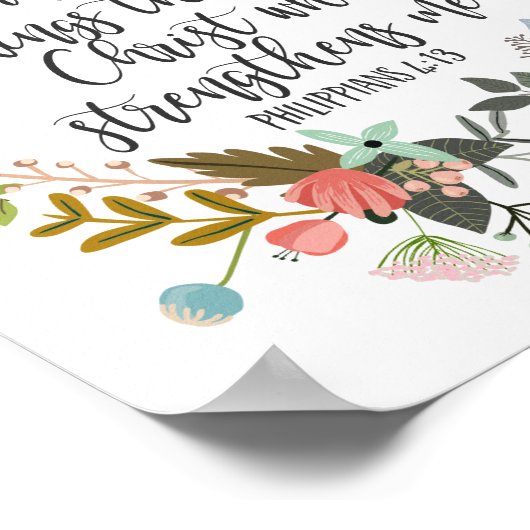 聖書ピリピ4:13聖なる書物、 経典引用文 ポスター (角)