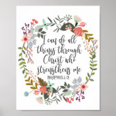 聖書ピリピ4:13聖なる書物、 経典引用文 ポスター (正面)