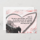 聖書ヨハネ3:16グランジハート ポストカード (正面/裏面)