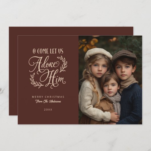 聖書写来真のクリスマスを彼に崇拝させよう シーズンカード (正面/裏面)