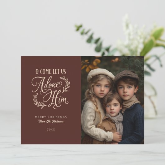 聖書写来真のクリスマスを彼に崇拝させよう シーズンカード (スタンド正面)