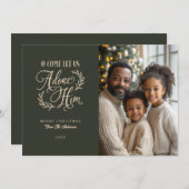 聖書写来真のクリスマスを彼に崇拝させよう シーズンカード (正面/裏面)