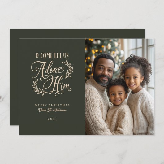 聖書写来真のクリスマスを彼に崇拝させよう シーズンカード (正面/裏面)