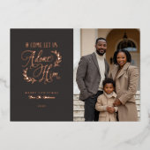 聖書写来真のクリスマスを彼に崇拝させよう 箔シーズンカード (正面)