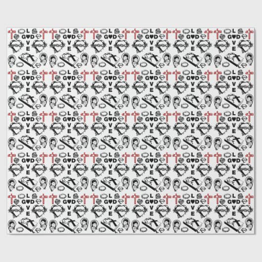 聖書十字架ネックレス聖ハート芸術 ラッピングペーパー (フラット)