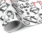 聖書十字架ネックレス聖ハート芸術 ラッピングペーパー (ロールコーナー)