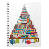 聖書愛好家のためのメリークリスマスライブラリーの木のギフト ノートブック (正面)