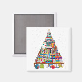 聖書愛好家のためのメリークリスマスライブラリーの木のギフト マグネット (正面/裏面)