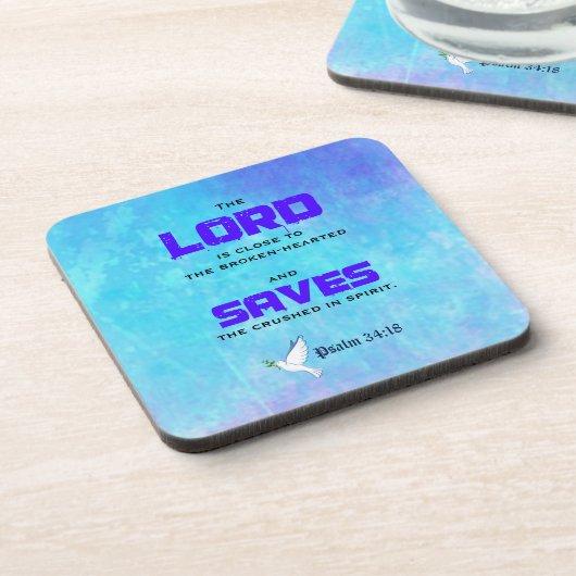 聖書感動的の引用文スラム34:18 コースター (左側)