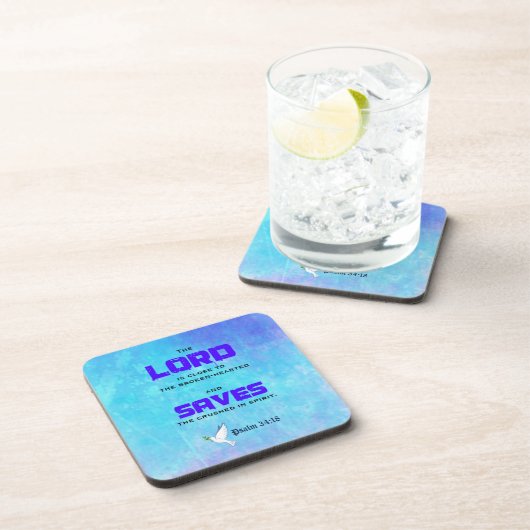 聖書感動的の引用文スラム34:18 コースター (右側)