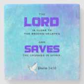 聖書感動的の引用文スラム34:18 ストーンコースター (正面)