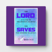 聖書感動的の引用文スラム34:18 フォトプラーク (正面)