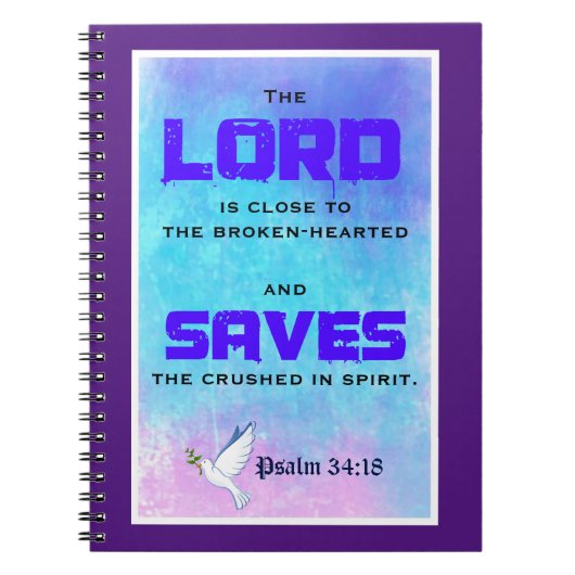聖書感動的引用文詩篇34:18 ノートブック (正面)