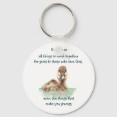 聖書感動的引用文Rom 8:28一緒に働く キーホルダー (正面)