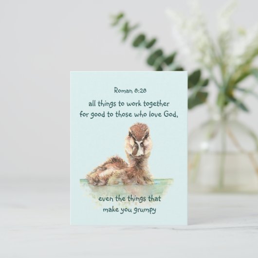 聖書感動的引用文Rom 8:28一緒に働く ポストカード (スタンド正面)