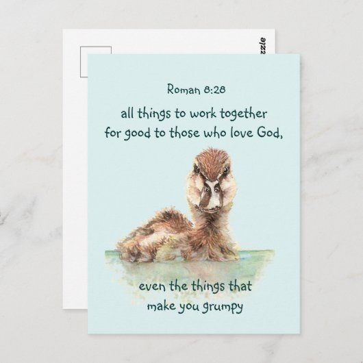 聖書感動的引用文Rom 8:28一緒に働く ポストカード (正面/裏面)