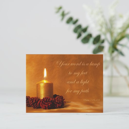 聖書用引用文と聖書用キャンドル ポストカード (スタンド正面)