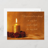 聖書用引用文と聖書用キャンドル ポストカード (正面/裏面)