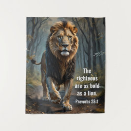 聖書箴言28:1　義人はライオンのように勇気がある タペストリー
