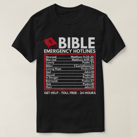 聖書緊急ホットライン信仰デザイン Tシャツ (デザイン正面)