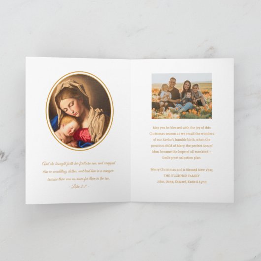 聖書聖句と写真宗教カトリックのクリスマス シーズンカード (内部)