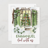聖書聖句を持つエマニュエル神 シーズンポストカード (正面/裏面)