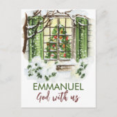 聖書聖句を持つエマニュエル神 シーズンポストカード (正面)