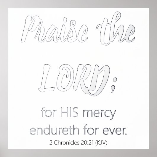 聖書聖句を賛美する白黒シルバー 箔ポスター (正面)