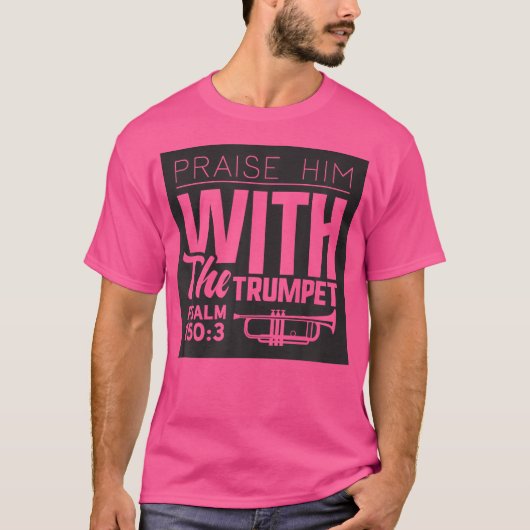 聖書聖句キリスト教引用文詩篇1503トランペット Tシャツ (正面)
