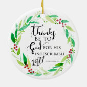 聖書聖句クリスチャン水の色クリスマスリース セラミックオーナメント (裏面)