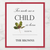 聖書聖句クリスマス冬クラシックのラウンドスティック ワインラベル (シングルラベル)