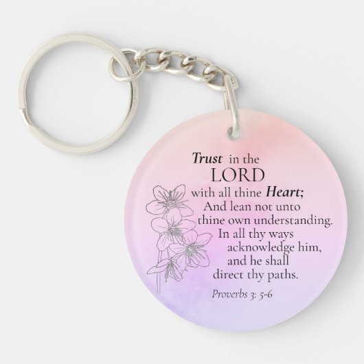 聖書聖句フローラ水色への信頼 キーホルダー (正面)