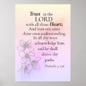 聖書聖句フローラ水色への信頼 ポスター (正面)
