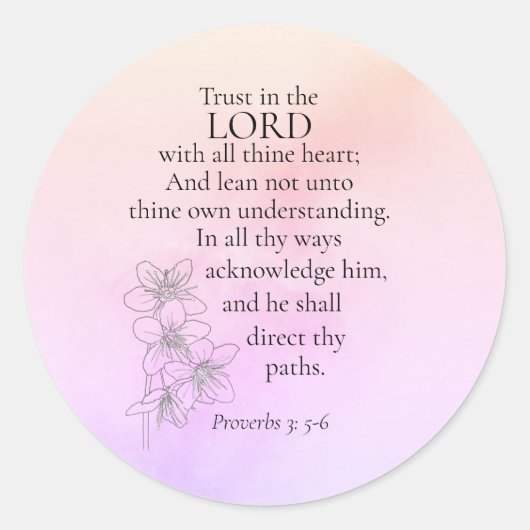 聖書聖句フローラ水色への信頼 ラウンドシール (正面)